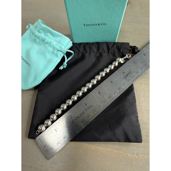 Tiffany & Co. Beaded Bracelet 925 Sterling Silver w Pouch & Box, Classic! - Picture 6 of 7